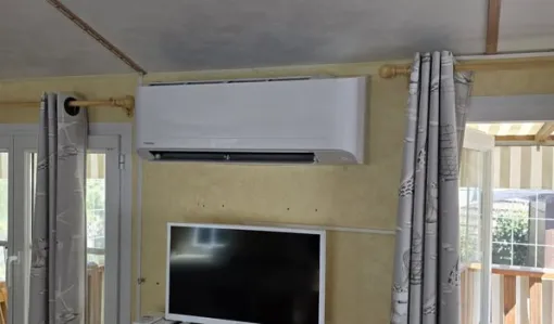 Installation climatisation réversible dans un mobile home à Piriac sur Mer, Guérande, Allo Pac Services